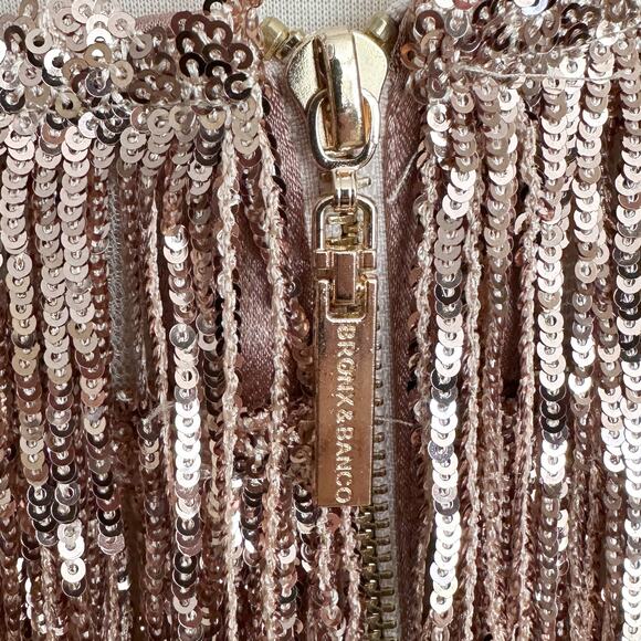 Bronx and Banco Isle Rose Gold Sequin Fringe Mini Dress - Picture 6 of 7